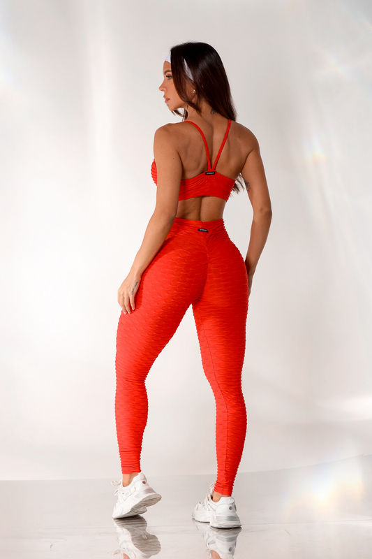 Scrunch Tropical Legging- Red