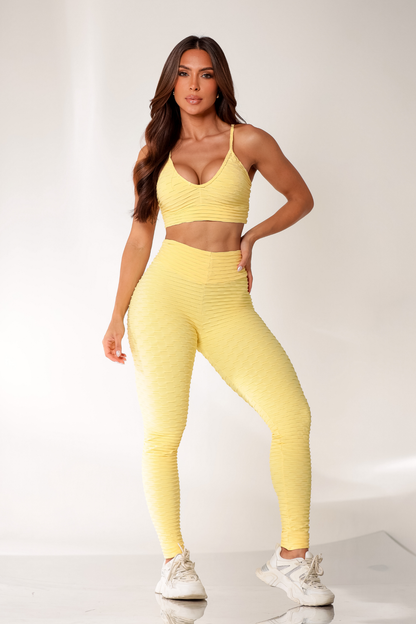 Scrunch Tropical Legging- Light Yellow