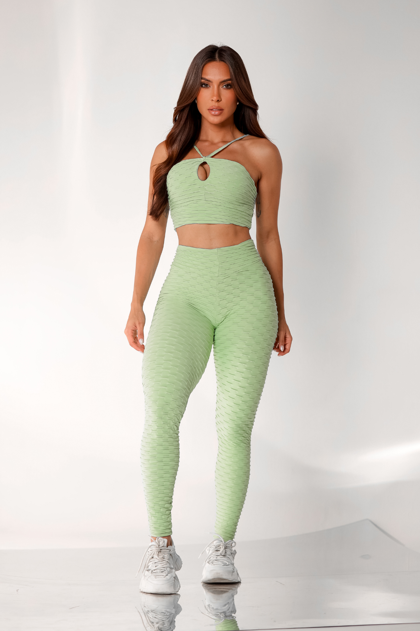 Scrunch Tropical Legging- Pistachio Green