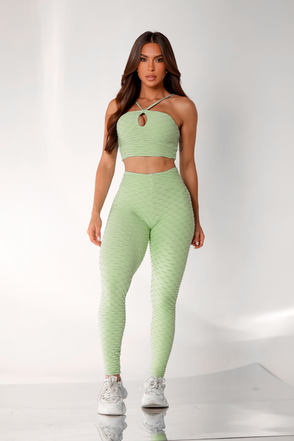 Scrunch Tropical Legging- Pistachio Green