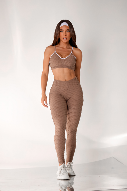 Scrunch Tropical Legging- Mocha Brown