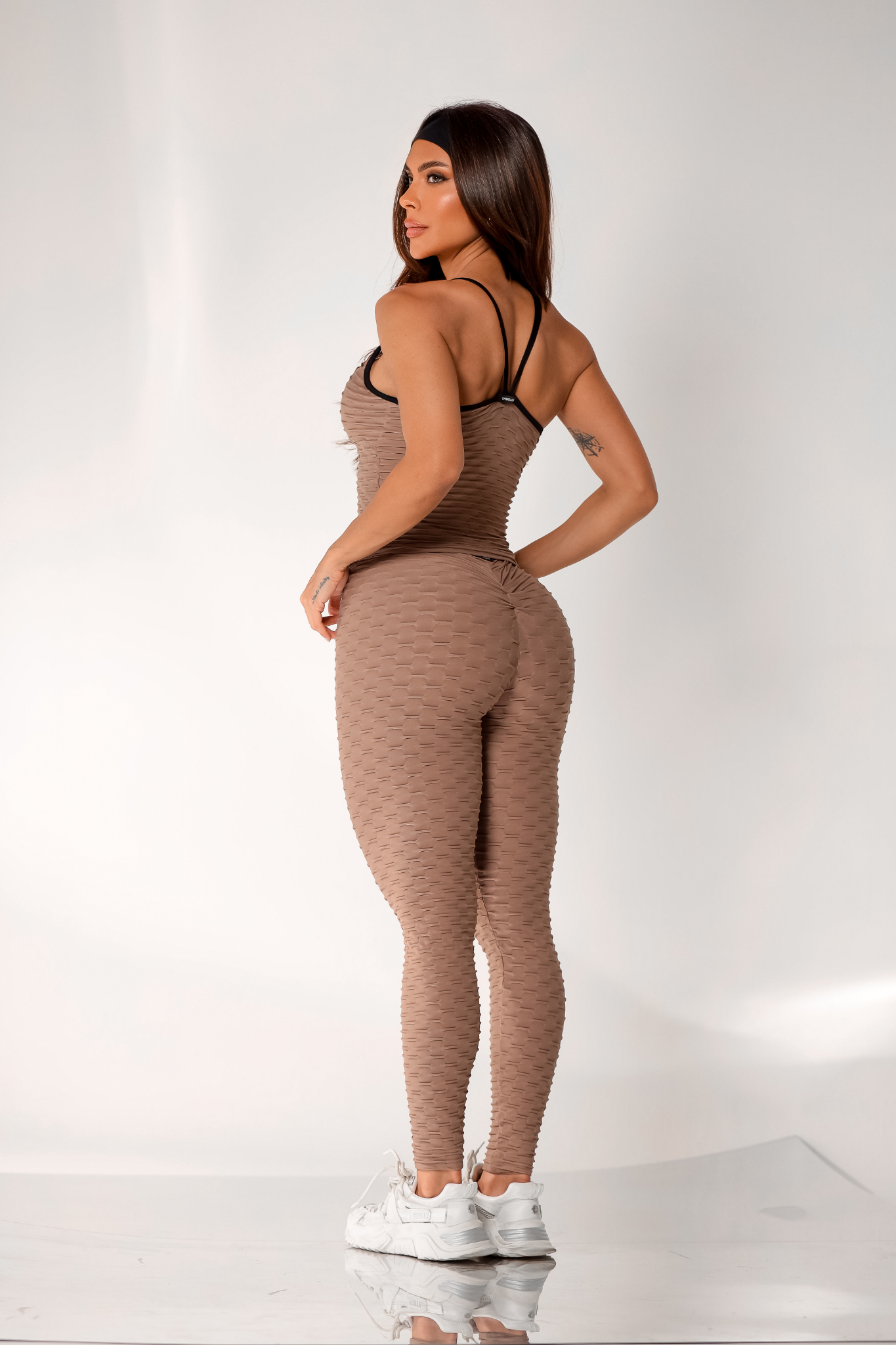 Scrunch Tropical Legging- Mocha Brown
