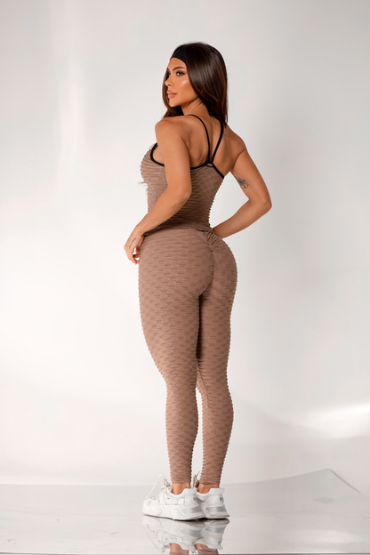 Scrunch Tropical Legging- Mocha Brown