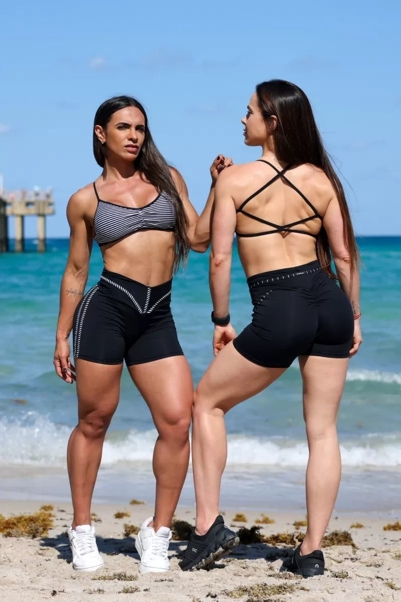 Atlex Back-Tie Top - Black and White