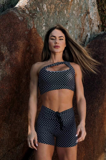 One shoulder Effect Top - Black and White