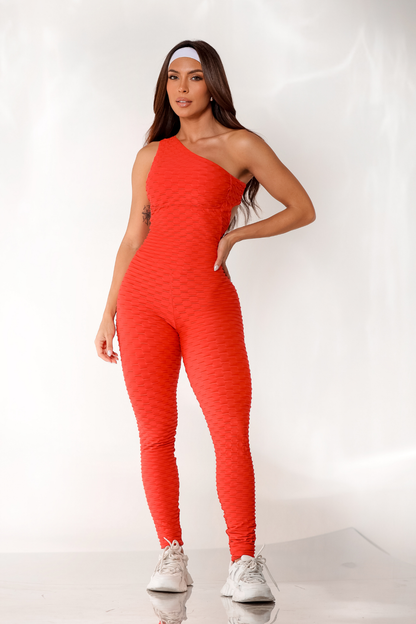 Tropical Scrunch Jumpsuit- Red