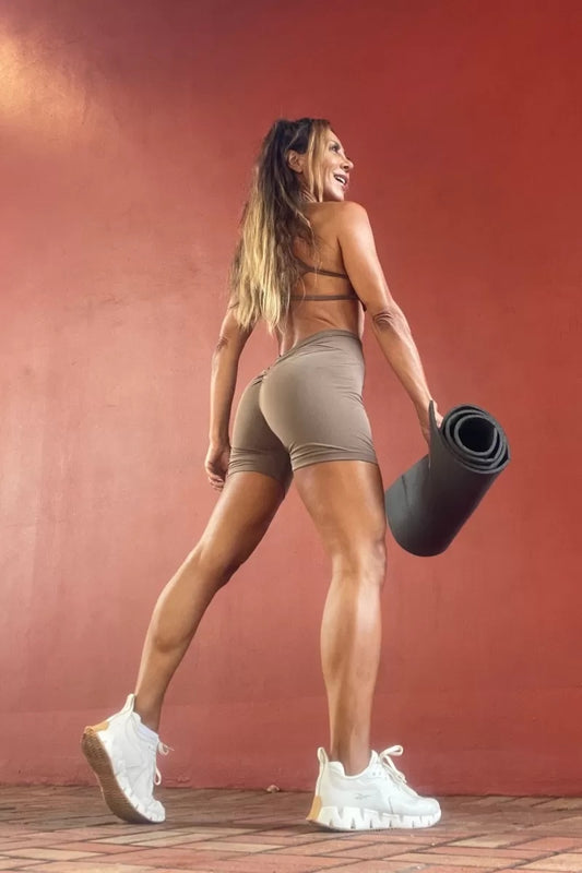 V-Waist Shorts - Brown