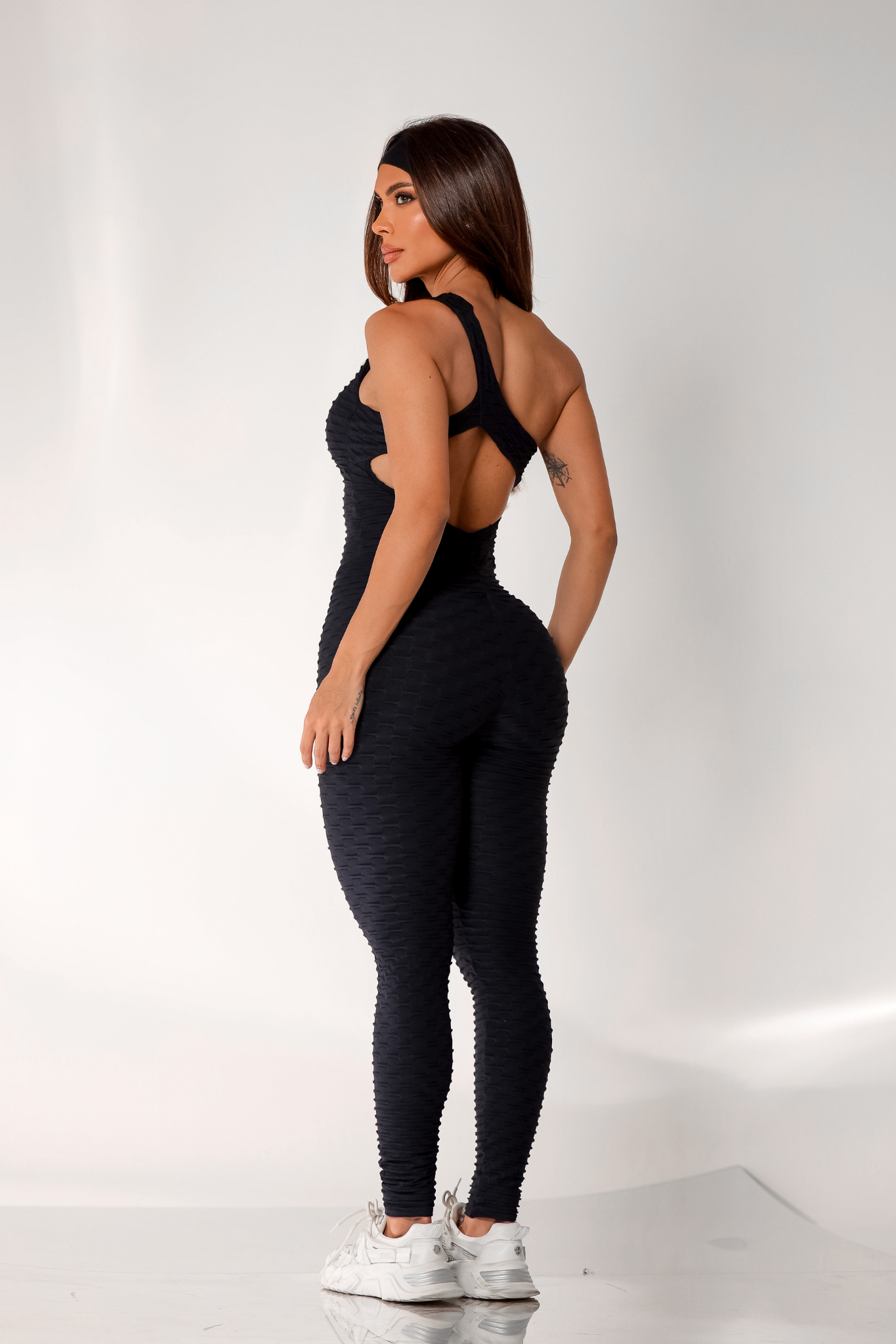 Tropical Scrunch Jumpsuit- Black