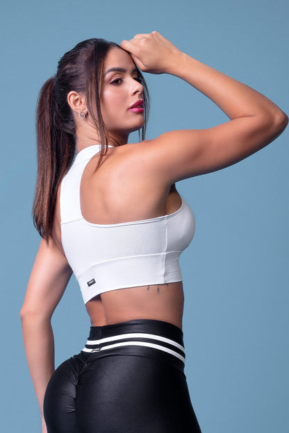 Racerback Top with Neckline- White