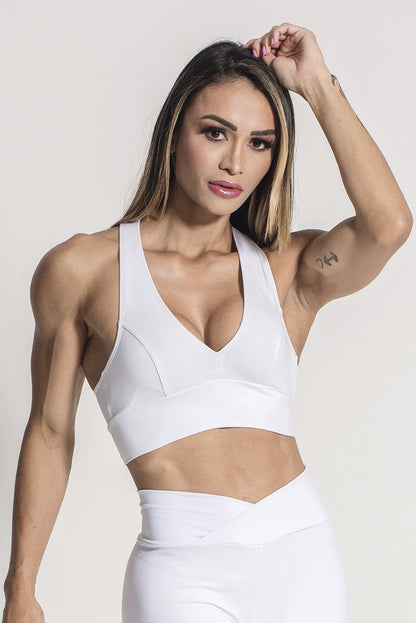 Racerback Top with Neckline- White