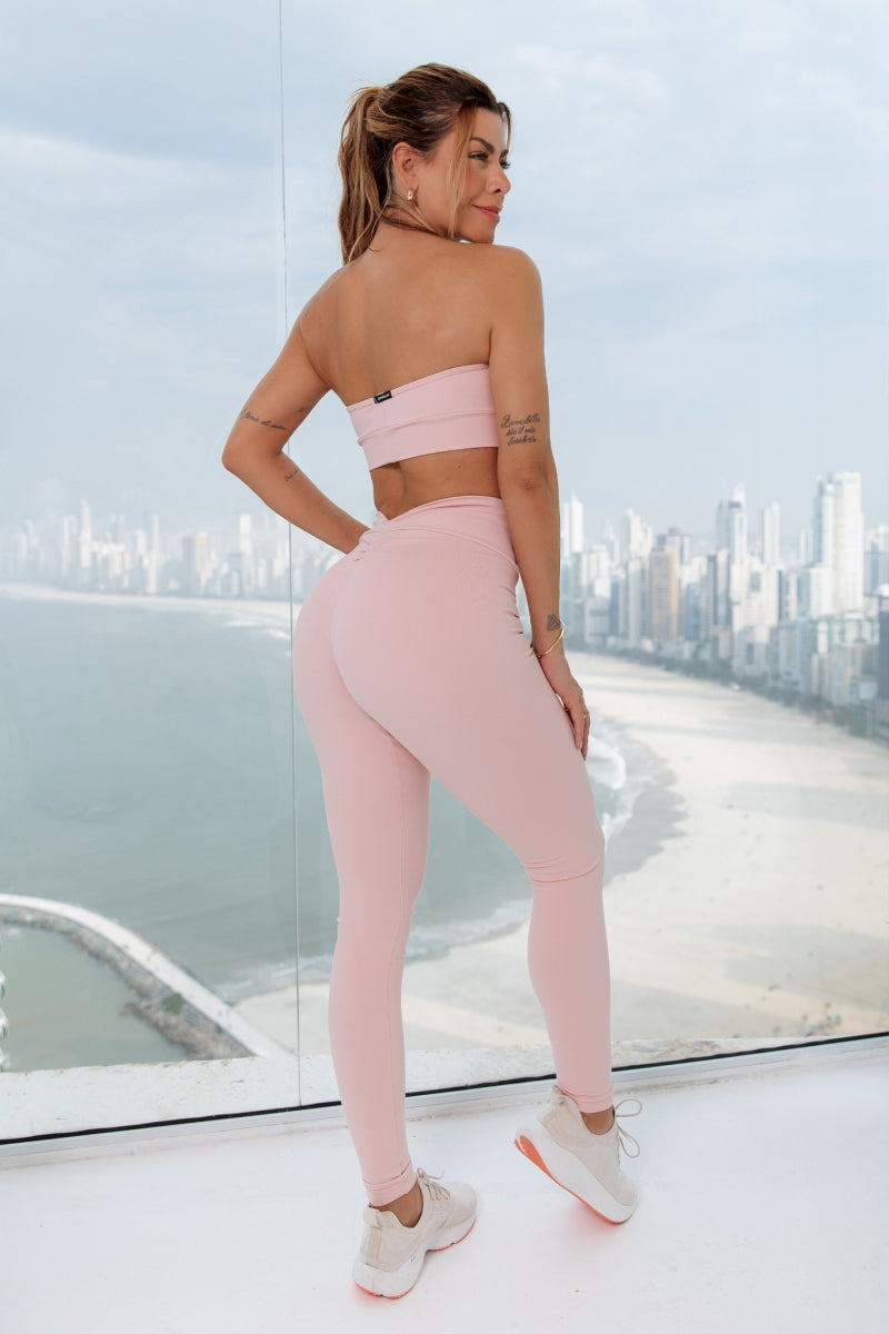 V Waist Leggings- Peach Pink