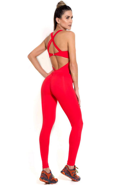 Mesh Jumpsuit - Red