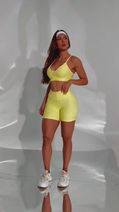 Bubble Tex Shorts- Light Yellow
