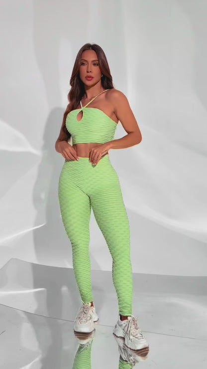 Scrunch Tropical Legging- Pistachio Green