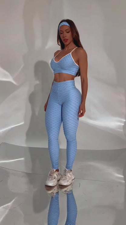 Scrunch Tropical Legging- Serenity Blue