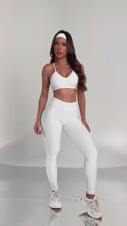 Scrunch Tropical Legging- White